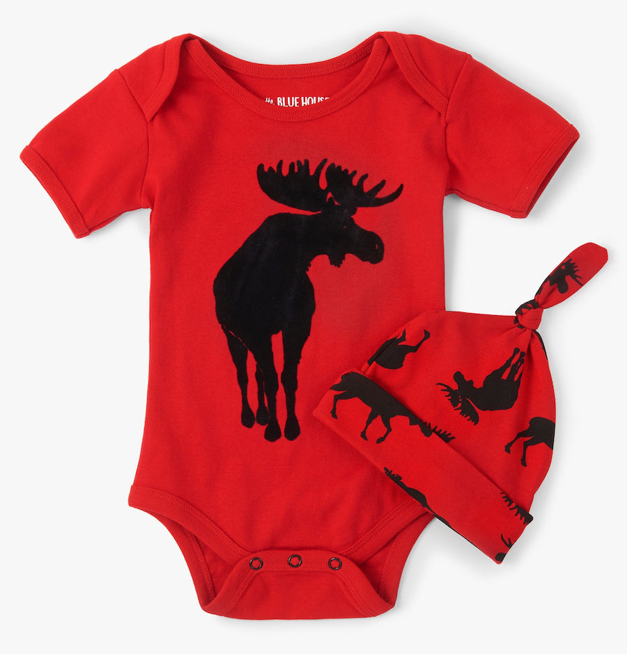 Little Blue House - Red Moose body suit – Le Jeux Boutique